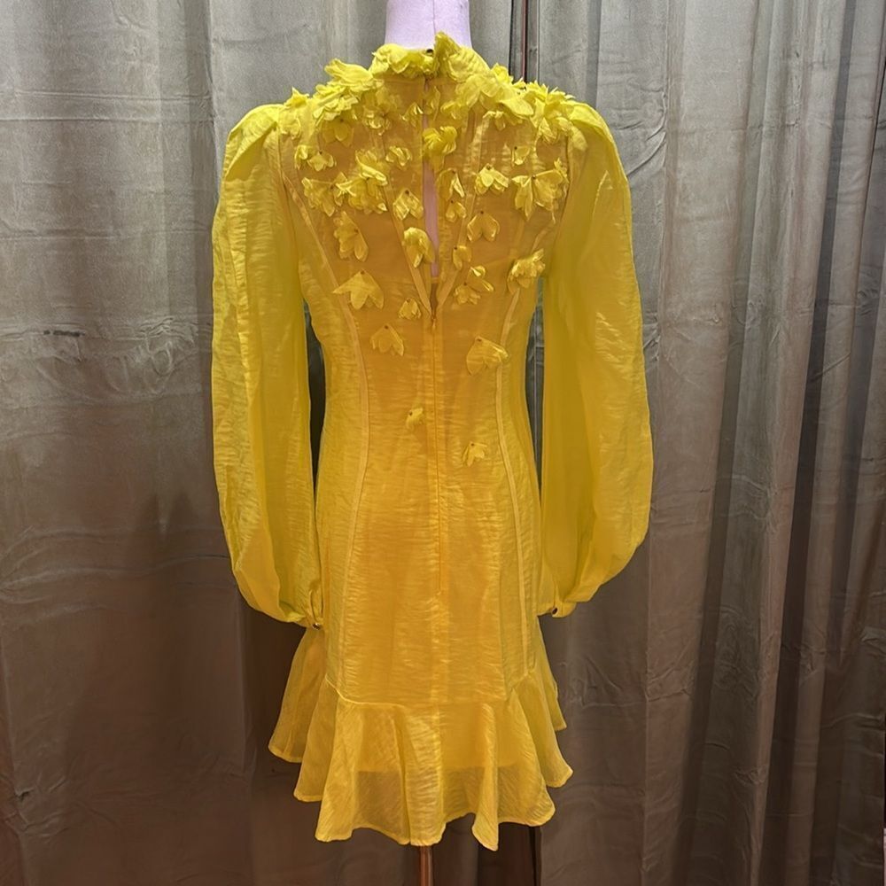 Karen Millen Vibrant Yellow/green appliqué Dress, US6 - Picture 11 of 15